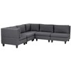 Beliani 5 vietų modulinė sofa UNSTAD, dešininė, tamsiai pilka