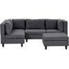 Beliani Modulinė kampinė sofa 4 asmenims UNSTAD dešininė tamsiai pilka su otomanu