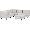 Beliani 5 vietų modulinė kampinė sofa UNSTAD Dešininė Šviesiai smėlio spalvos su otomanu