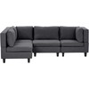 Beliani 4 vietų modulinė kampinė sofa UNSTAD Dešininė Tamsiai pilka