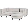 Beliani Modulinė 4 vietų kampinė sofa UNSTAD, dešininė, šviesiai smėlio spalvos, su otomane