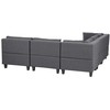 Beliani Penkių vietų modulinė sofa UNSTAD dešininė, tamsiai pilka su pufu