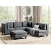 Beliani Penkių vietų modulinė sofa UNSTAD dešininė, tamsiai pilka su pufu