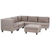 Beliani 5 vietų modulinė sofa UNSTAD, dešininė, ruda, su otomanu
