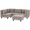 Beliani 4 vietų modulinė kampinė sofa UNSTAD dešininė, ruda su otomanu