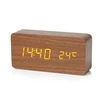 Evelatus EMC01 Digitāls Koka kubs Pulkstenis Modinātājs uzrāda mitrumu temperatūru + USB lādētājs Tumša koka