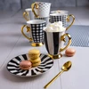 Diana Gold porcelianinis puodelis 300 ml storomis juostelėmis AMBITION