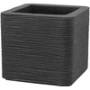 Kvadratinis sodo vazonas 30 x 30 cm Kubus grioveliais antracito PATIO