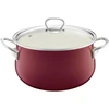 Emaliuotas puodas su dangteliu Pyza 20 cm bordo EMALIA OLKUSZ