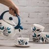 Puodeliai su lėkštutėmis porcelianiniai 200 ml Mėlynas FLOWER 6 vnt. Ambition 45597