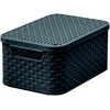 Plastikinė dėžė su dangčiu Style Box Rattan S Curver 6L/28.5x19.4x13cm tamsiai pilkas