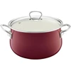Puodas emaliowany su pokrywą Pyza 22 cm bordinė EMALIA OLKUSZ