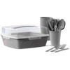 Saska Garden Rinkinys iškylai 6 asmenims (puodeliai, stalo įrankiai, lėkštės) pilka sp. 43209