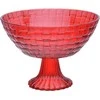 Raudona Star stiklinis salotinis dubuo ant kojos 22,5 cm