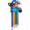 Bgs Technic L tipo raktų rinkinys | daugiaspalviai šarnyriniai ilgi | T-Star (Torx) T10 - T50 | 9 vnt. (74467)