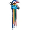 Bgs Technic L tipo raktų rinkinys | daugiaspalviai šarnyriniai su skyle labai ilgi | T-Star (Torx) T10 - T50 | 9 vnt. (74465)