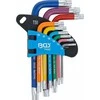 Bgs Technic L tipo raktų rinkinys | spalvoti | trumpi | T-Star su skylutėm (Torx) T10 - T50 | 9 vnt. (74460B)