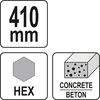 Grąžtas Yato Toya Sa Poland Kaltas smailas aštrus | asfaltui ir betonui | 410 mm / HEX antgalis (YT-47380)