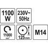 Kampinis šlifuoklis Yato YT-82100; 125 mm