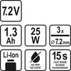 Toya Sa Poland Akumuliatorinis klijavimo pistoletas / 15 sek. | 7,2V (78154)
