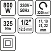 Toya STHOR 57091-Ratų veržliaraktis/325nm elektrinis 800W