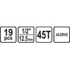 Sthor Toya Sa Poland Galvučių rinkinys su terkšle | 12,5 mm (1/2") | 8-32 mm | 19 vnt. (58634)