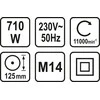 Toya Sa Poland Elektrinis kampinis šlifuoklis | 710 W | 125 mm (79095)