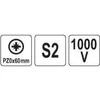 Toya Sa Poland Izoliuotas atsuktuvas elektrikui | labai plonas | PZ0 x 60 mm | 1000 V (YT-282655)