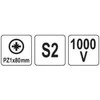 Toya Sa Poland Izoliuotas atsuktuvas elektrikui | labai plonas | PZ1 x 80 mm | 1000 V (YT-282656)