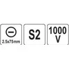Toya Sa Poland Izoliuotas atsuktuvas elektrikui | labai plonas | 2,5 x 75 mm | 1000 V (YT-282640)