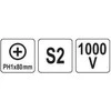 Yato Toya Sa Poland Izoliuotas atsuktuvas elektrikui | labai plonas | PH1 x 80 mm | 1000 V (YT-282651)