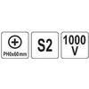 Yato Toya Sa Poland Izoliuotas atsuktuvas elektrikui | labai plonas | PH0 x 60 mm | 1000 V (YT-282650)