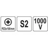 Toya Sa Poland Izoliuotas atsuktuvas elektrikui | labai plonas | PZ2 x 100 mm | 1000 V (YT-282657)