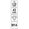 Toya Sa Poland Lituota deimantinė kūginė freza | 2–38 mm | M14 (YT-61783)