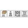 Grąžtas medienai skaldyti 45 mm 3 vnt. SDS PLUS 22591 STHOR
