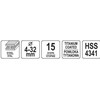 Toya Sa Poland Pakopinis spiralinis grąžtas | HSS 4341 | TiN danga | Ø 4–32 mm | Yato (YT-44748)