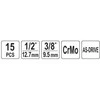 Yato Toya Sa Poland Smūginių trumpų galvučių rinkinys – AS-Drive 1/2", CrMo – 10–27 mm, 15 vnt (YT-10253)