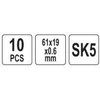 Yato Toya Sa Poland Trapecinių atsarginių ašmenų rinkinys | SK5 | 61 × 19 × 0,6 mm | 10 vnt. (YT-75311)