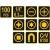 Vorel atsuktuvų ir jų antgalių rinkinys 100 vnt (T60750)