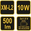 Bikuva.lt VOREL LATARKA 10W XP-L2 CREE 155mx65m 500LM 3x1.5V AA
