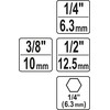 YATO HEX ADAPTERIAI LIZDAI 1/4 3/8 1/2" RINKINYS.