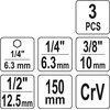 YATO ADAPTER HEX DO NASADEK KPL.3 vnt.. (1/4", 3/8", 1/2")