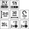 Akumuliatorinė vejapjovė Yato YT-85221; 2x18 V; (be akumuliatoriaus ir pakrovėjo)