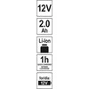 Akumuliatorius Yato YT-82909; 12 V; 2,0 Ah; Li-ion