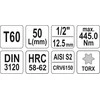 Yato Toya Sa Poland Antgalis įpresuotas į galvutę 1/2", T60 x 55 mm (YT-04318)