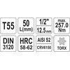 Yato Toya Sa Poland Antgalis įpresuotas į galvutę 1/2", T55 x 55 mm (YT-04317)