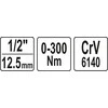 Yato Toya Sa Poland Dinamometrinis raktas | švytuoklinis | 12.5 mm (1/2") | 0-300 Nm (YT-07641)