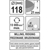 Toya Sa Poland Diskas / freza medžiui | 118 mm / 21 mm (YT-59176)