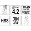 Toya Sa Poland Grąžtas metalui HSS-TIN 4.5 mm (YT-44643)