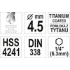 Toya Sa Poland Grąžtas metalui su Hex 6.3 mm (1/4") galu HSS-TiN | 4.5 mm (YT-44759)